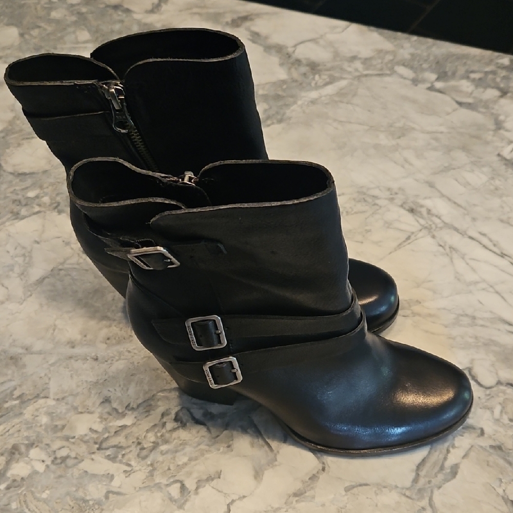 Kork-Ease Black Ankle Boots with Buckle Detail
